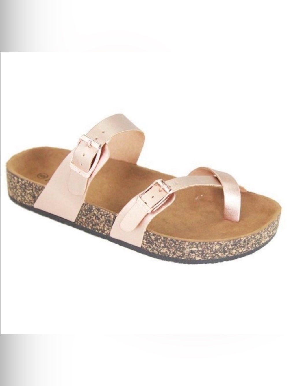 Rose Gold Double Strap Sandals